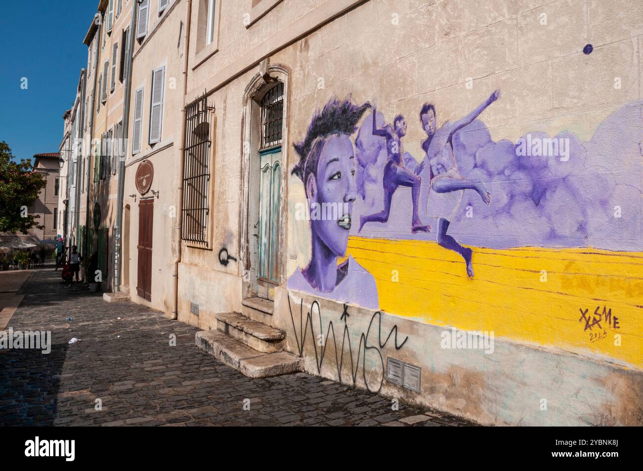 Aperçu du quartier le panier à Marseille avec rue branchée France, Europe Banque D'Images