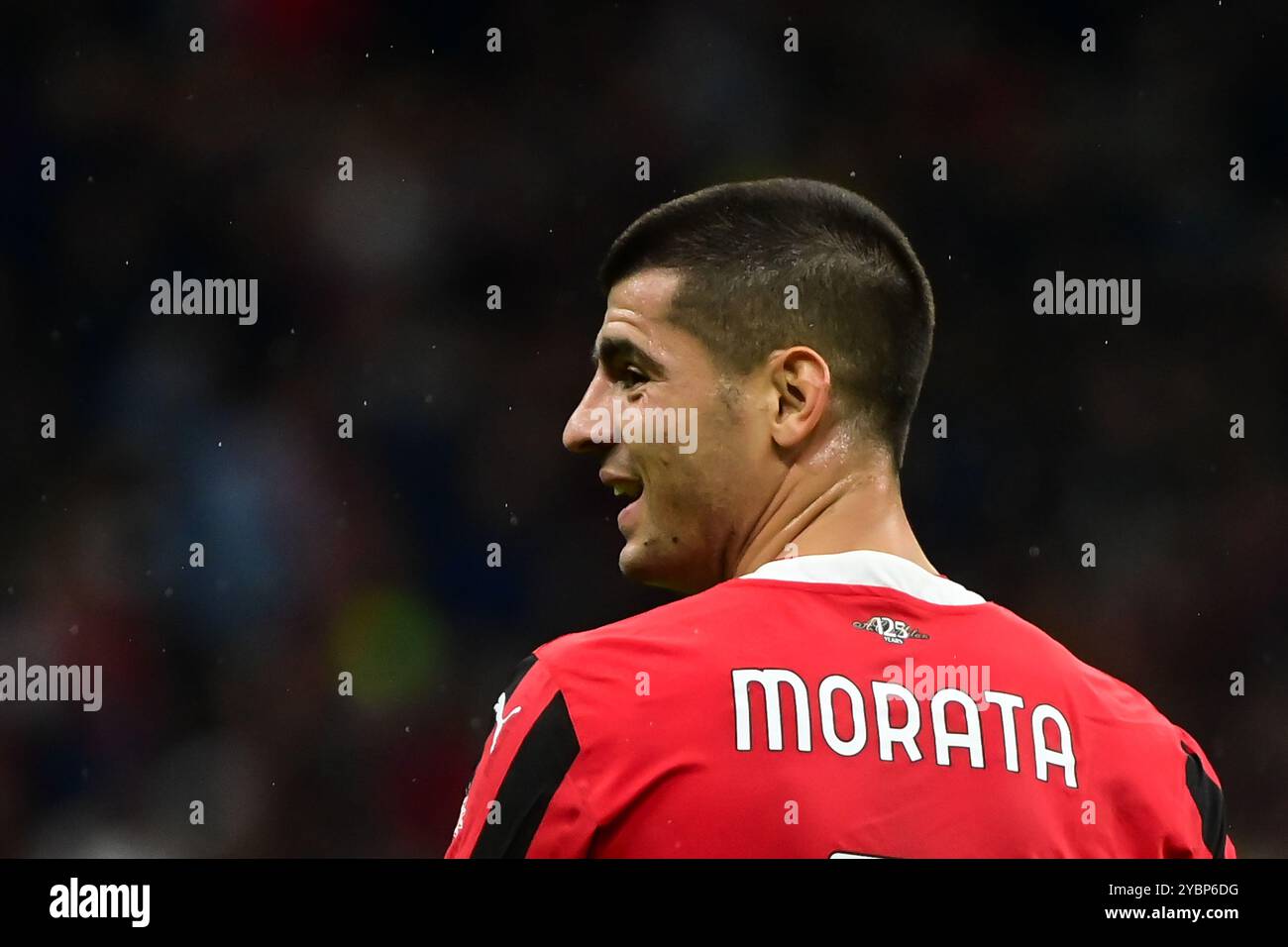 Milan, Italie, le 19 octobre 2024. L'attaquant espagnol #7 de l'AC Milan Álvaro Morata réagit lors du match de football italien Serie A entre l'AC Milan et l'Udinese au stade San Siro de Milan, Italie, le 19 octobre 2024 crédit : Piero Cruciatti/Alamy Live News Banque D'Images