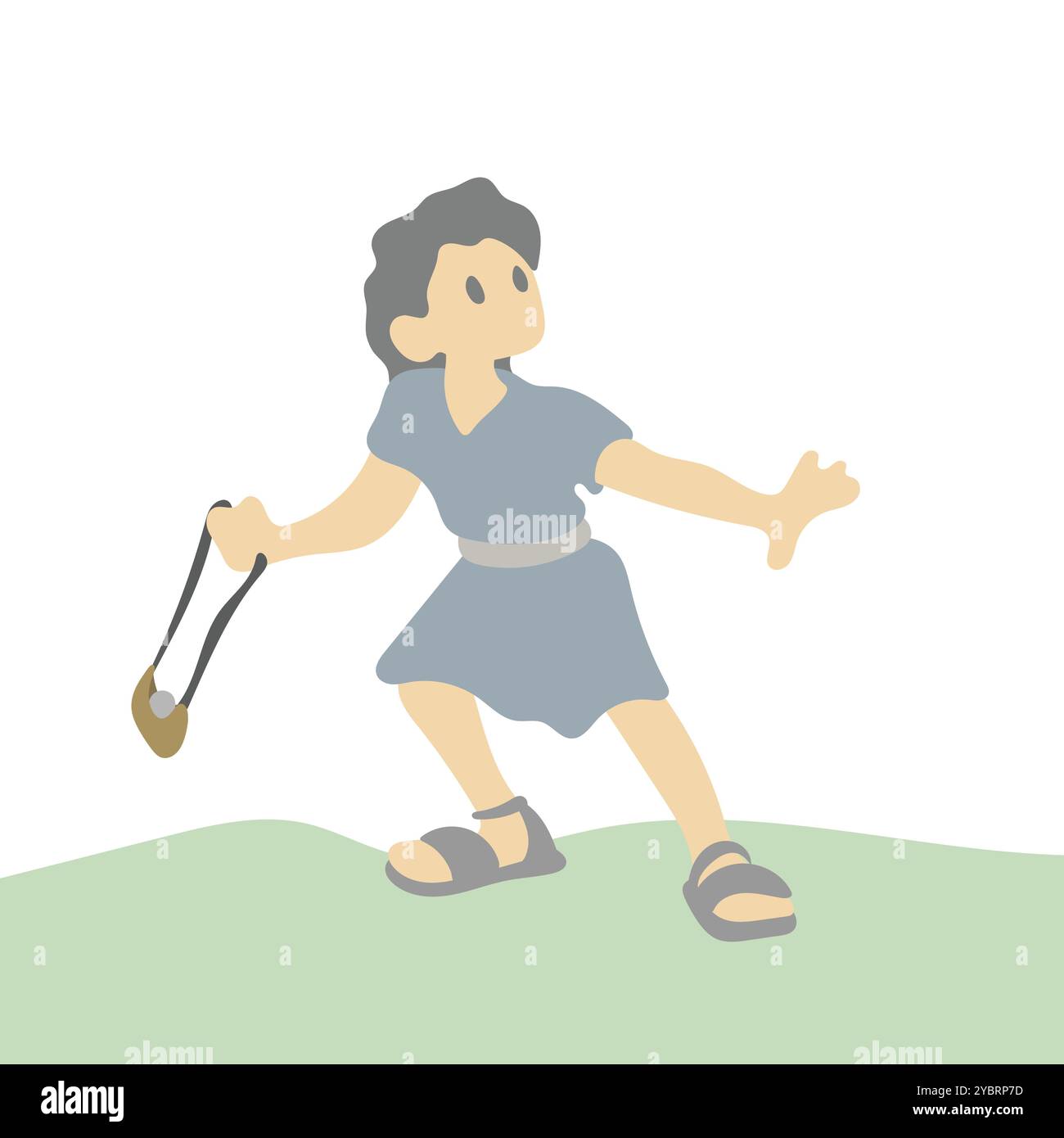 Vieux testament Bible conte David utilisant une fronde pour combattre Goliath illustration vecteur isolé sur fond blanc Illustration de Vecteur