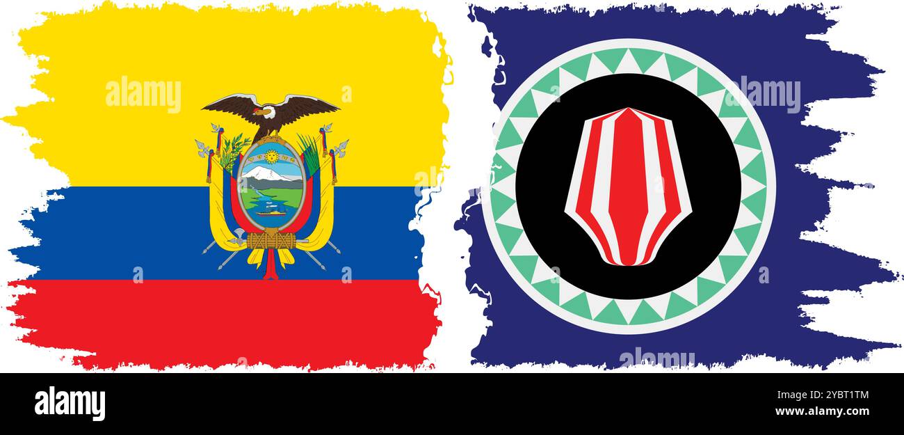 Bougainville et Équateur grunge drapeaux connexion, vecteur Illustration de Vecteur