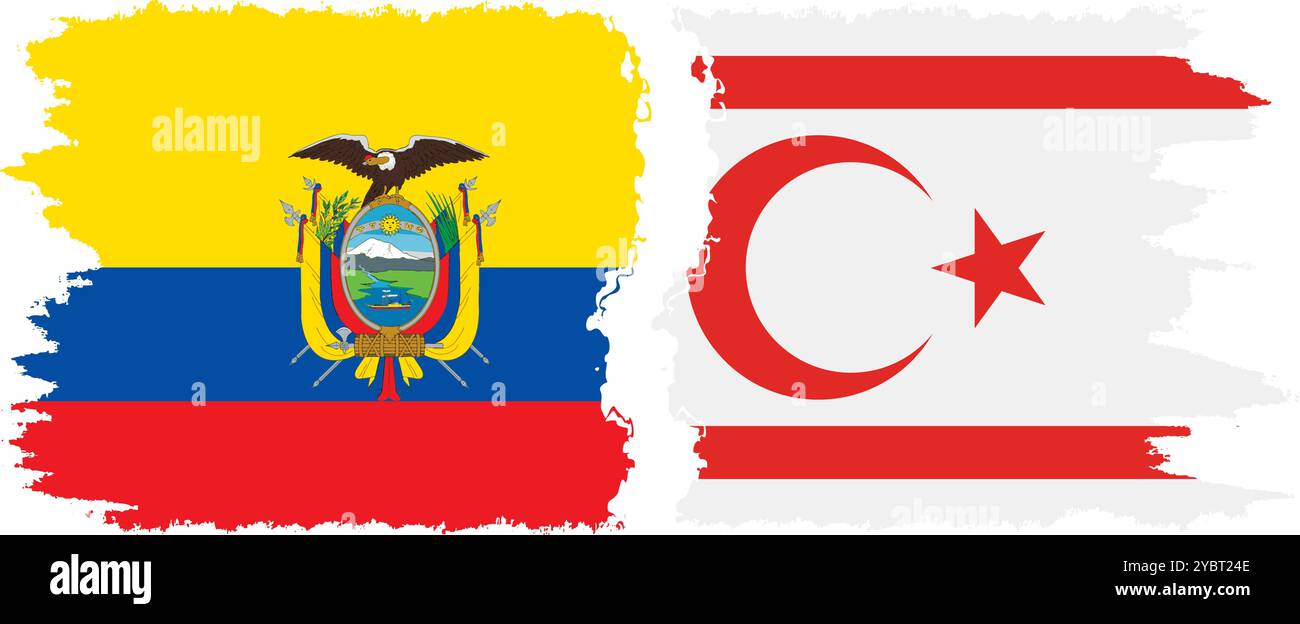 République turque de Chypre du Nord et Équateur grunge drapeaux connexion, vecteur Illustration de Vecteur