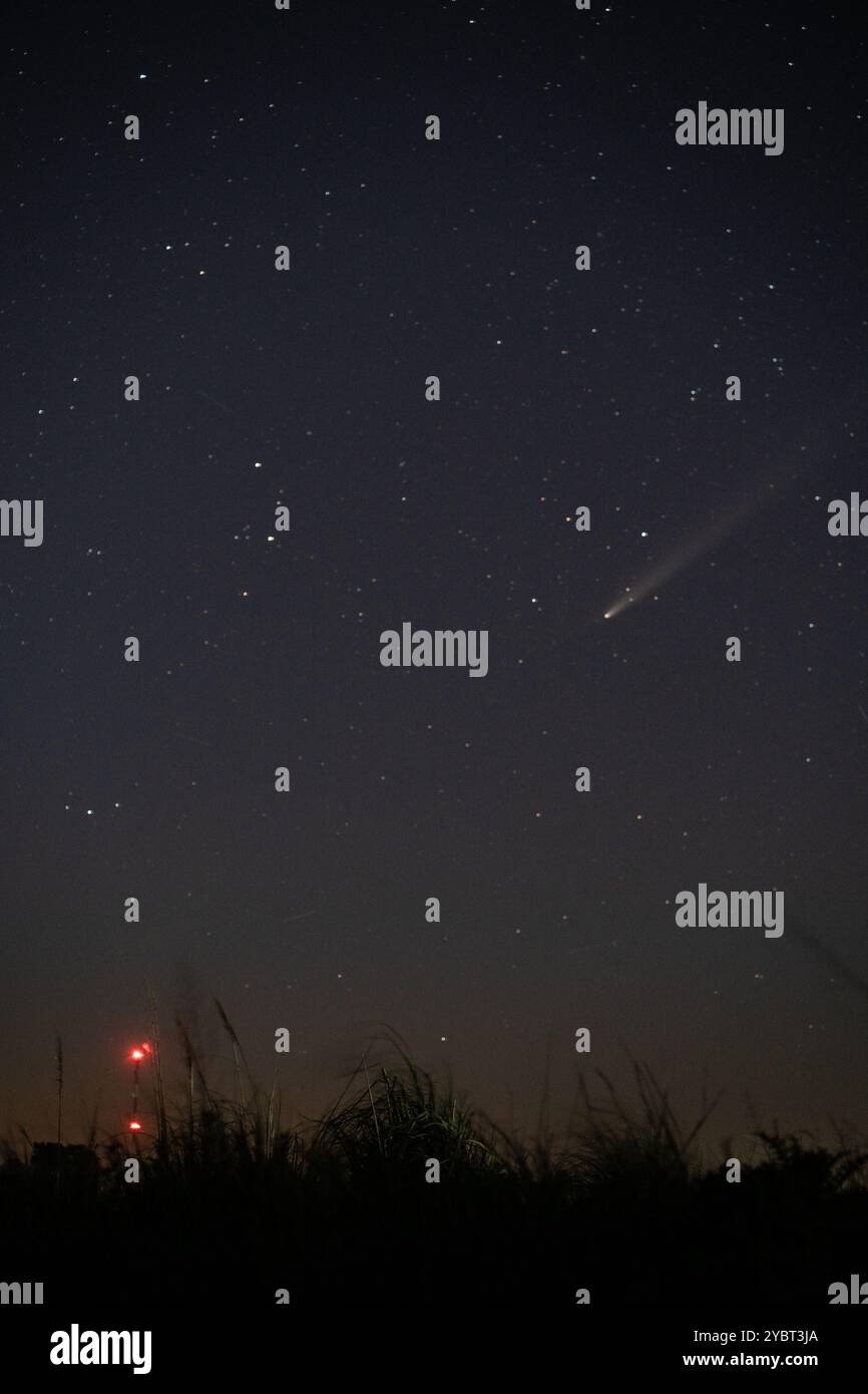 Firmat, Argentine. 19 octobre 2024. Le C/2023 A3 (Tsuchinshan-ATLAS) est vu dans le ciel près de la ville de Firmat, Santa Fe, Argentine. Crédit : SOPA images Limited/Alamy Live News Banque D'Images