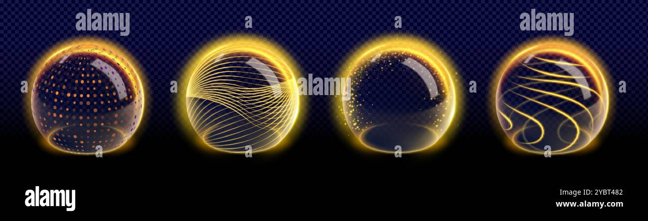 bouclier de sphère 3d avec vecteur d'effet de barrière abstrait. Dôme d'énergie avec espace de cercle de verre pour protéger la peau des uv du soleil. Graphique d'entretien SPF. Magic cyber f Illustration de Vecteur