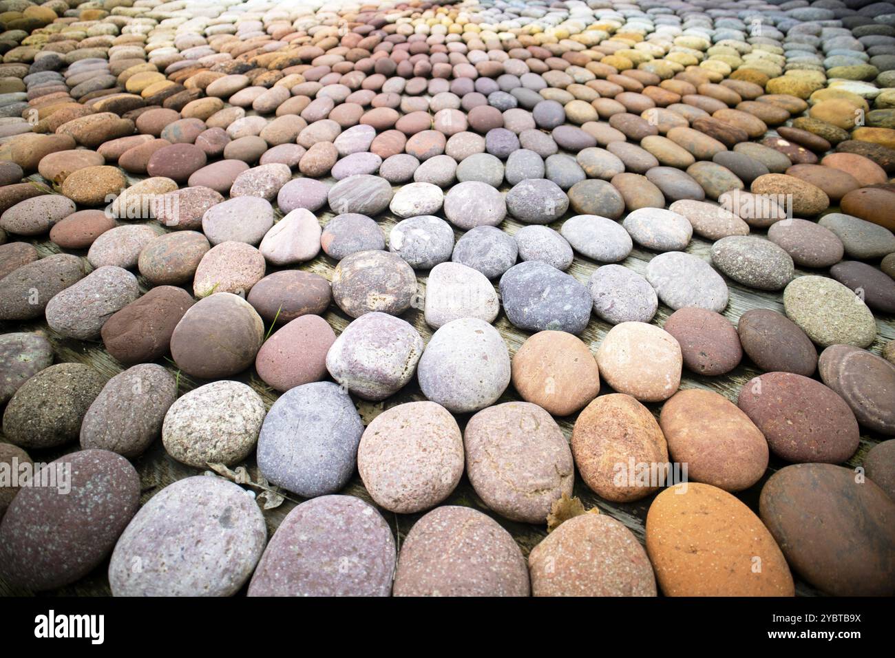 Cliché photographique de la composition multicolore d'une mosaïque de pierres Banque D'Images