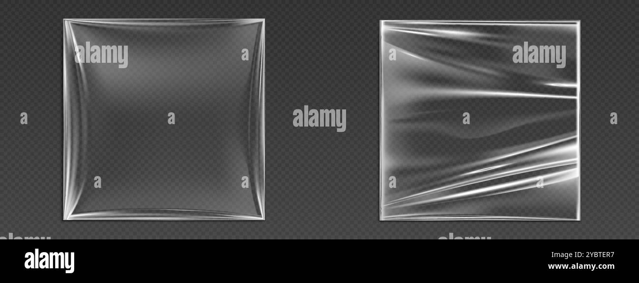 Couverture d'album vinyle ou cd. Vieux disque de musique superposé en plastique. Housse rétro à manches rugueuses. Texture transparente abstraite pour disque avec ensemble graphique froissé. WH Illustration de Vecteur