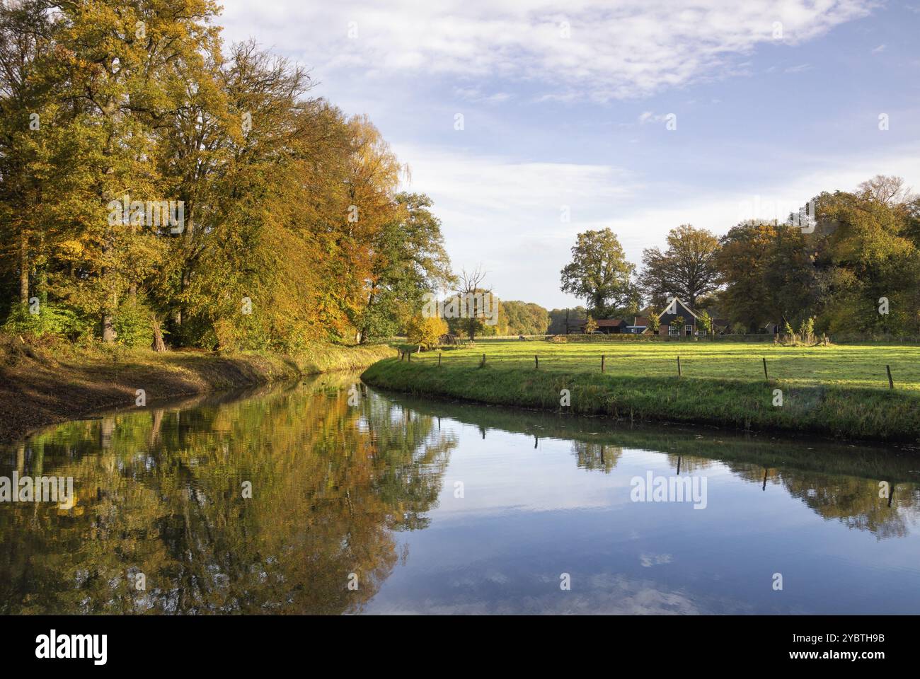 Les arbres de couleur automnale le long du canal de Twickeler Vaart près de toi La ville hollandaise Delden Banque D'Images