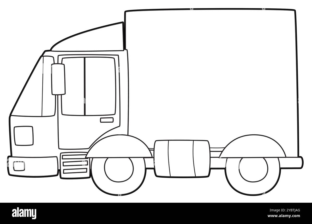 scène de dessin animé avec camion de cargaison sur fond blanc coloriage illustration isolée pour les enfants Banque D'Images