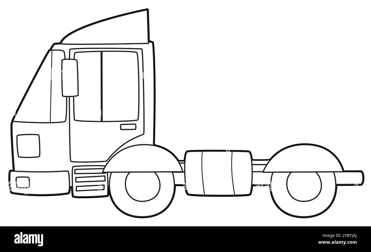 scène de dessin animé avec camion de cargaison sur fond blanc coloriage illustration isolée pour les enfants Banque D'Images