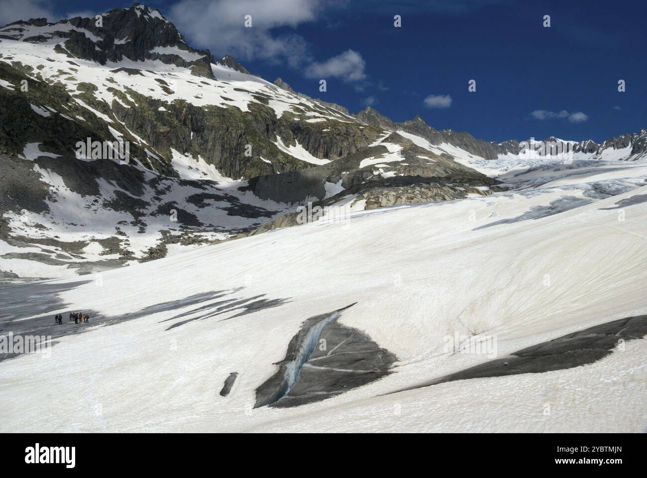 Équipe d'expédition est prêt pour une randonnée sur le glacier du Rhône Banque D'Images