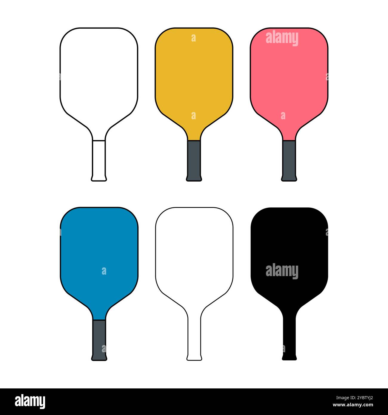 Ensemble de sports de raquette de Pickleball, icône de paddle d'intérieur, vecteur de symbole de Web plate . Illustration de Vecteur