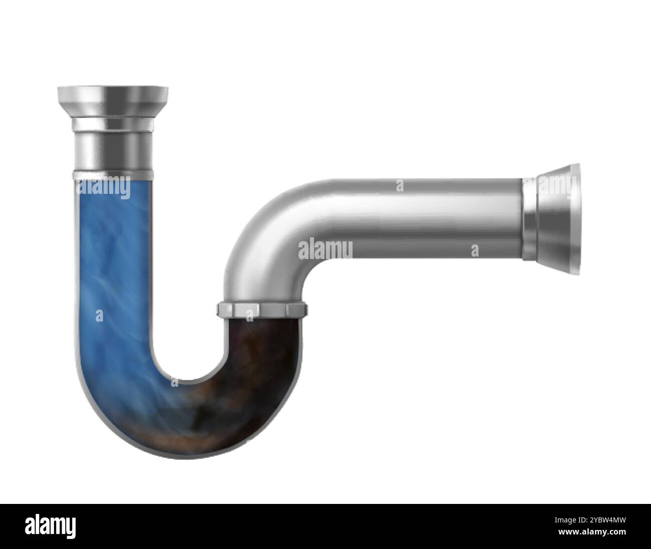 3d tuyau d'évier obstrué. Plomberie de vidange dans la salle de bains. siphon de toilette 3d nettoyage graphique réaliste. Icône de drainage de tube dans la cuisine pour une publicité plus propre. PIP Illustration de Vecteur