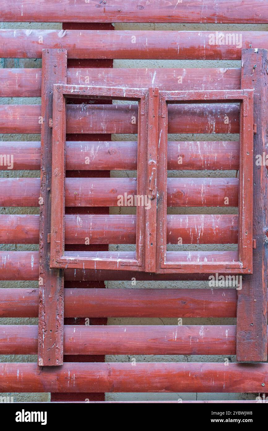 Cadre en bois rustique rouge-brun comme décoration de vendeur de rue Banque D'Images