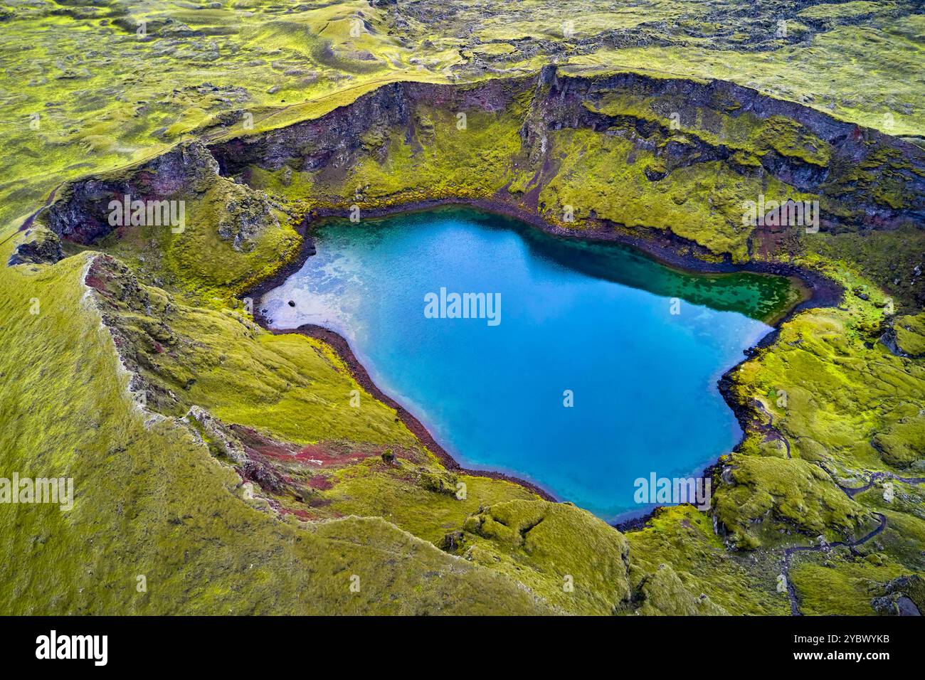 Islande, région du Sudurland, Parc national de Skaftafell, région volcanique de Lakagigar, cratère Tjarnargígur Banque D'Images