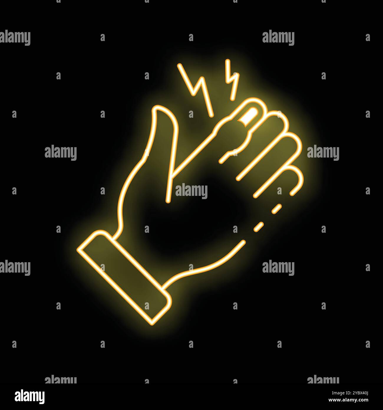 Icône de néon jaune lumineux d'une main subissant un choc électrique Illustration de Vecteur Icône de néon jaune lumineux d'une main subissant un choc électrique Illustration de Vecteur