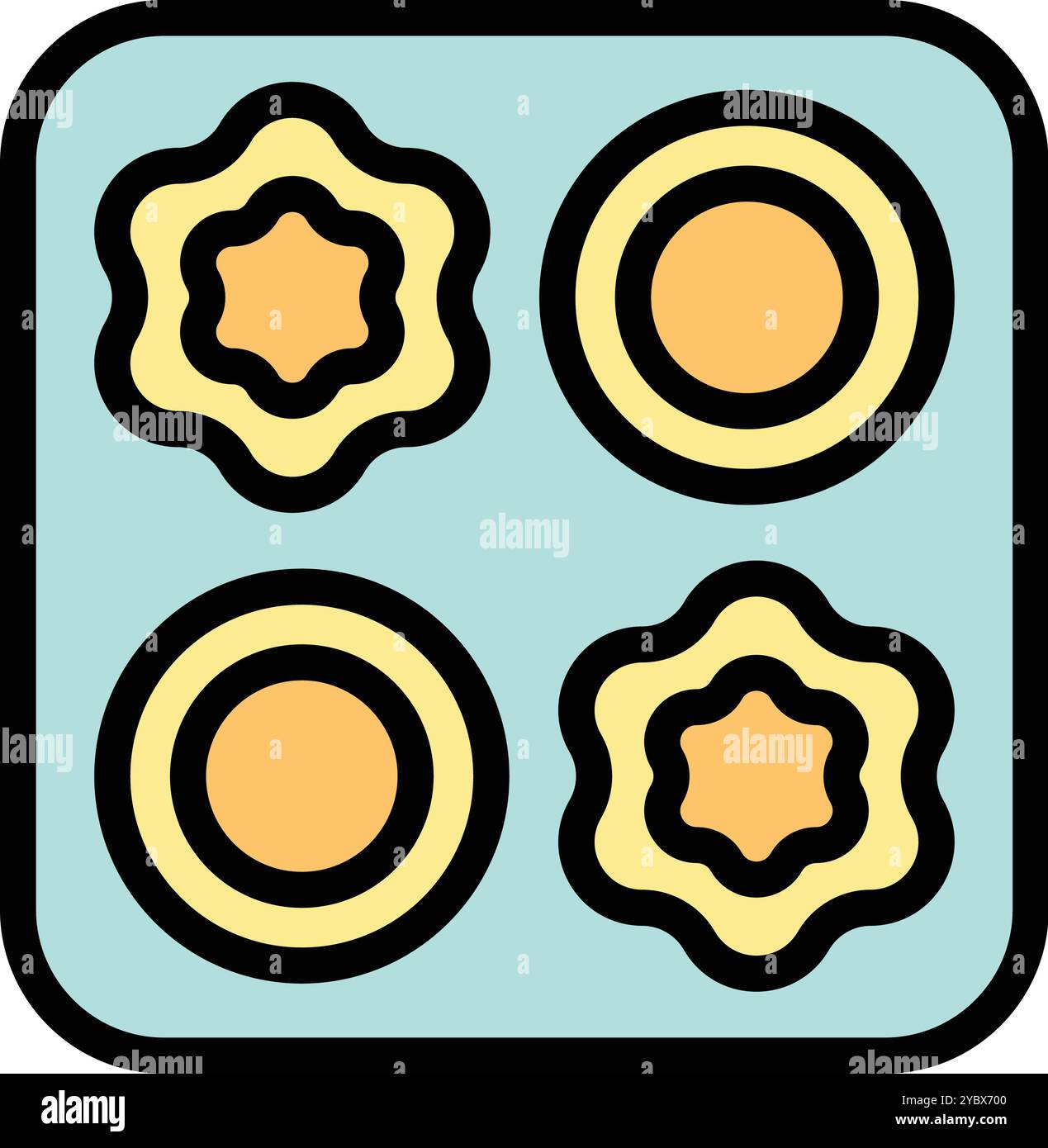 Plaque de cuisson remplie de pâte crue, prête à être cuite au four, parfaite pour la boulangerie ou les thèmes de recettes Illustration de Vecteur