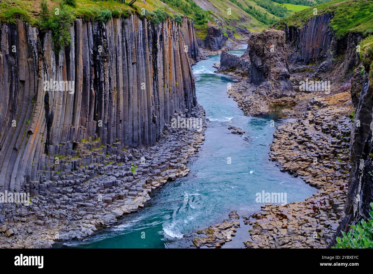 Islande, province d'Austurland, Egilsstadi, canyon de Studlagil, colonnes de basalte Banque D'Images