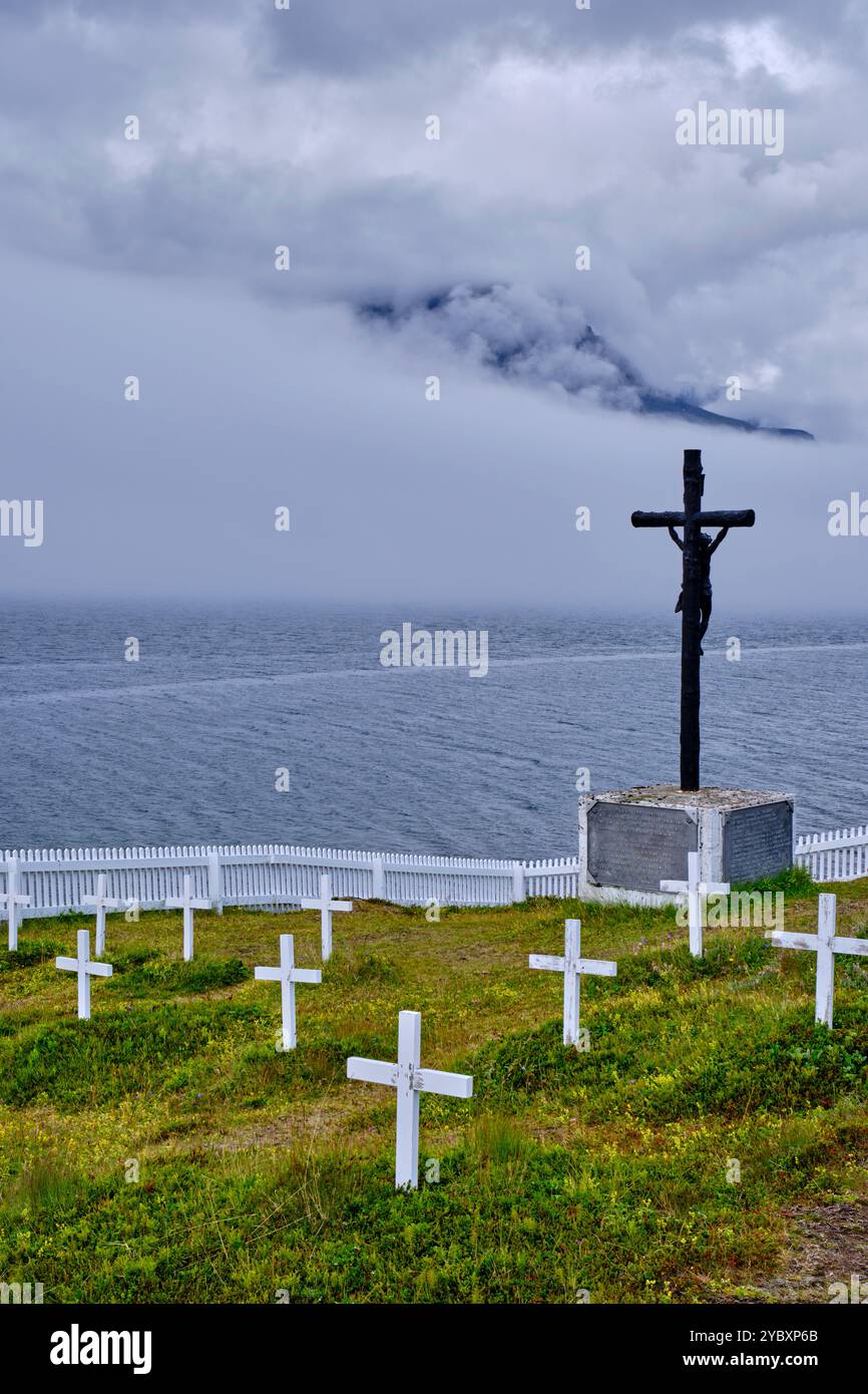 Islande, région Austurland, côte atlantique, côte est, fjord de Faskrudsfjordur, qui a accueilli les Français entre 1850 et 1914 pendant la pêche à la morue CA Banque D'Images