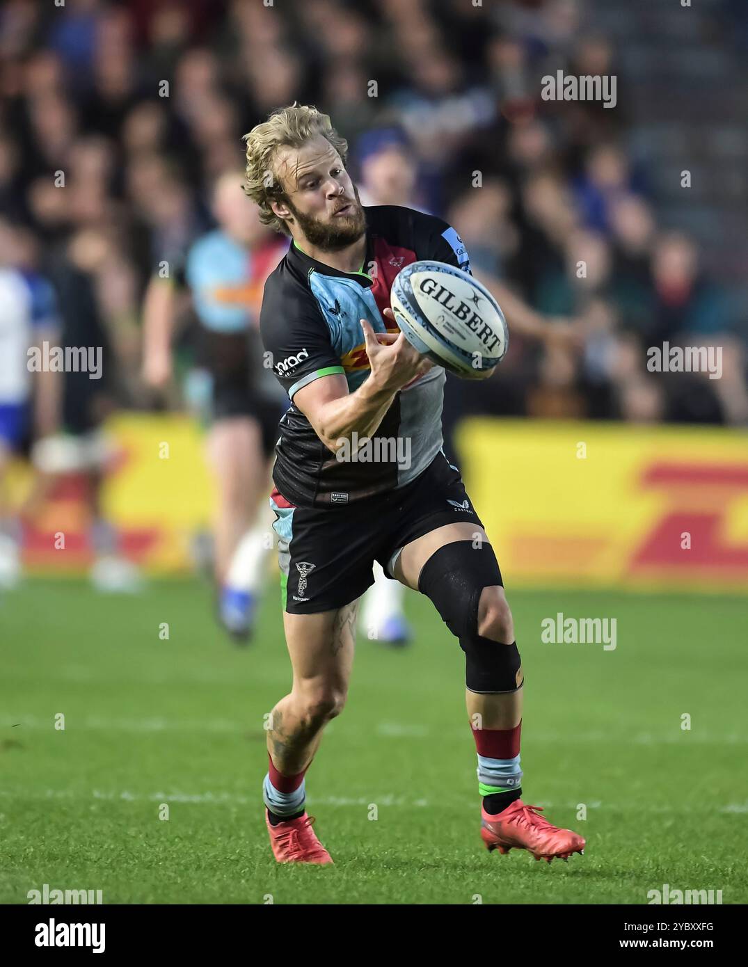 Tyrone Green des Harlequins en action lors du Gallagher Premiership match opposant Harlequins contre Bath Rugby, The Stoop, Twickenham, Londres Royaume-Uni le samedi 19th 2024. Photo de Gary Mitchell Banque D'Images