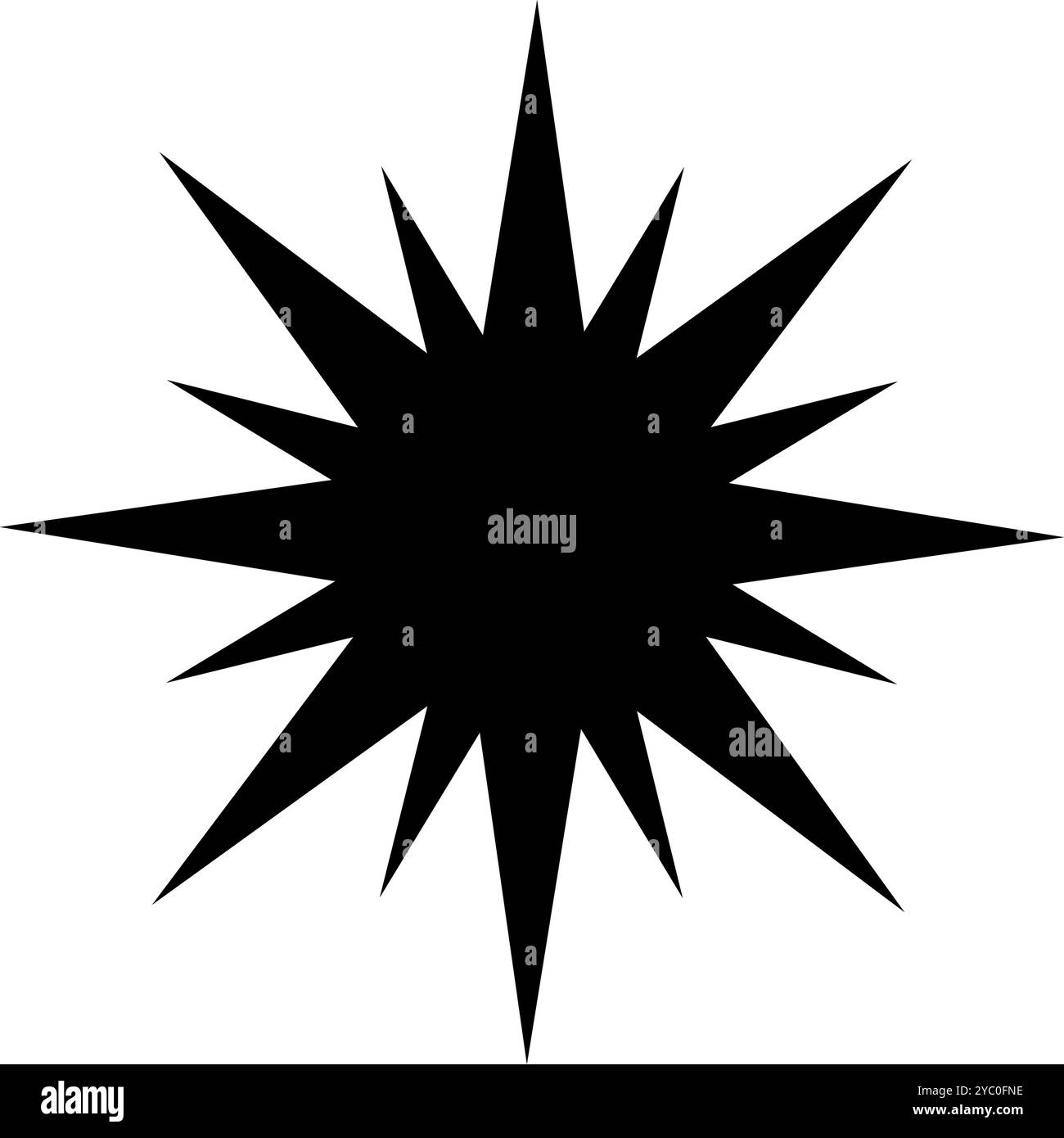 Icône d'étoile noire. Forme étincelante, scintillante ou brillante de poussière d'étoile. Signe de clignotement, de lumière ou d'explosion. Symbole magique lustre ou éblouissant. Elément stellaire isolé sur illustration blanche. Illustration graphique vectorielle. Illustration de Vecteur