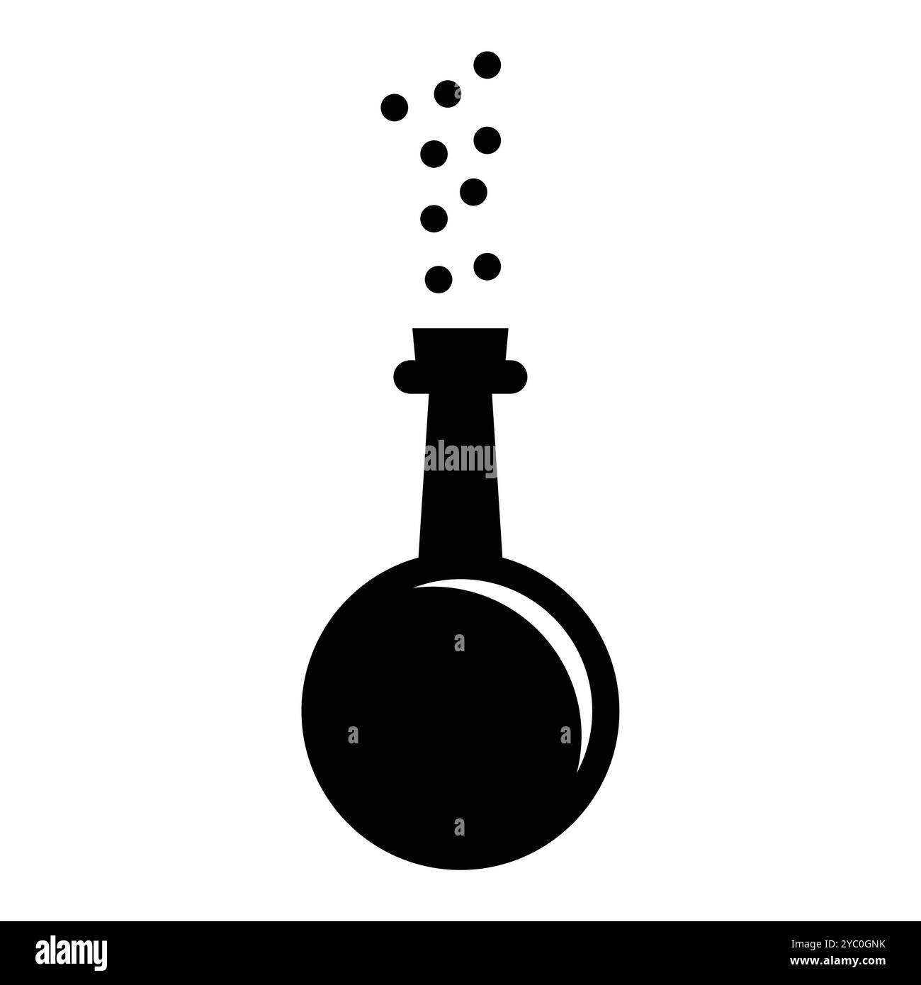 Icône simple d'un flacon chimique avec des bulles et de la vapeur, parfait pour représenter la science, le travail de laboratoire et les concepts éducatifs dans les médias visuels. Illustration de Vecteur