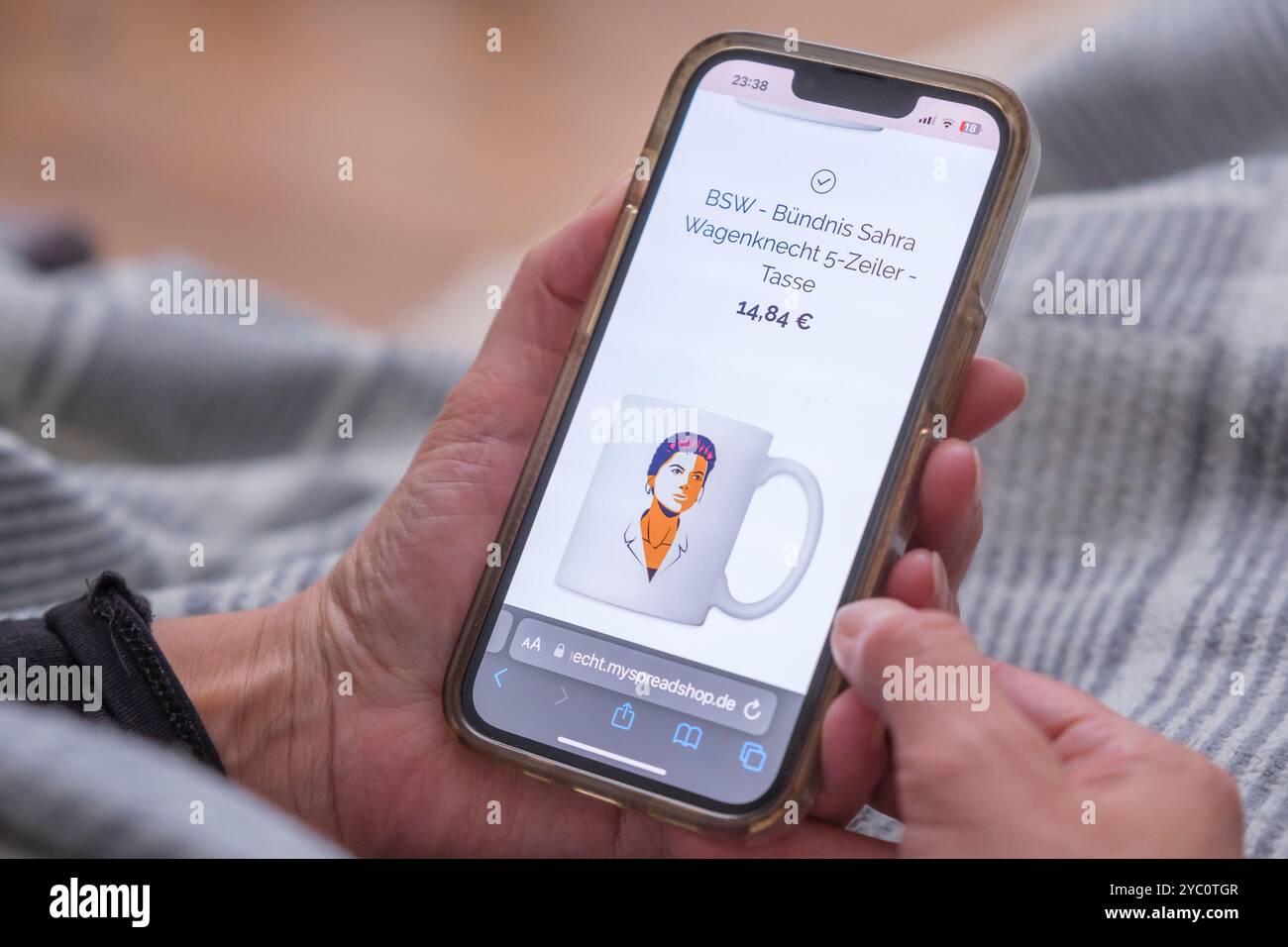 Culte de la personnalité autour de Sahra Wagenknecht dans sa boutique en ligne Banque D'Images