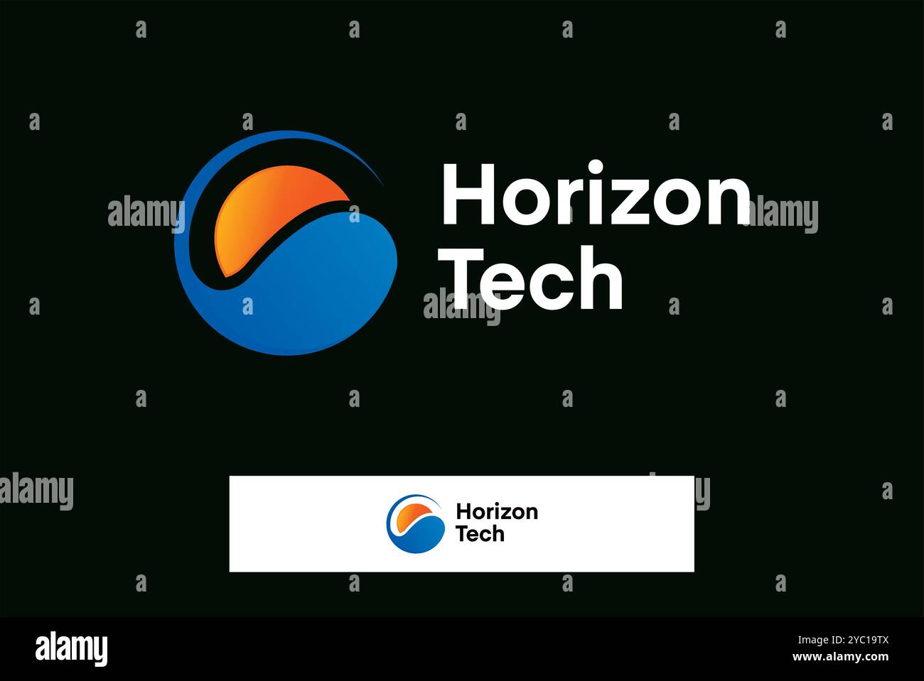 Idées créatives de marque d'entreprise de vecteur de conception de logo Horizon Tech modifiables Illustration de Vecteur