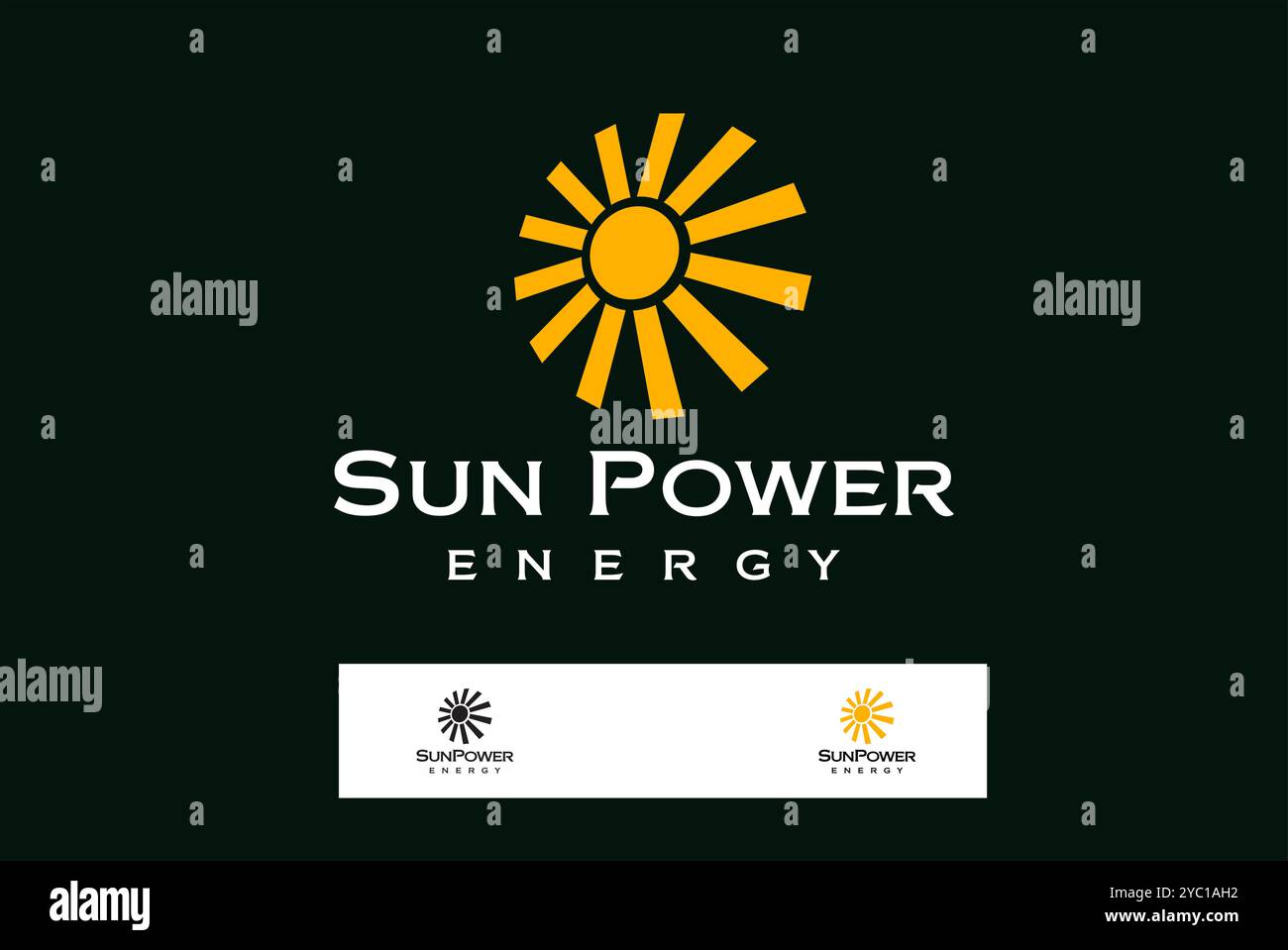 Sun POWER Energy logo design vecteur idées créatives de marque d'entreprise modifiables Illustration de Vecteur