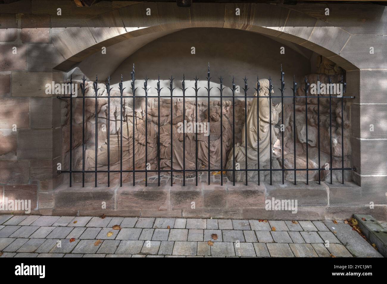 Représentation du Mont des oliviers à l'église Saint-Nicolas et Saint-Ulrich, Kirchenberg 15, Nuremberg-Moegeldorf, moyenne Franconie, Bavière, Allemagne Banque D'Images