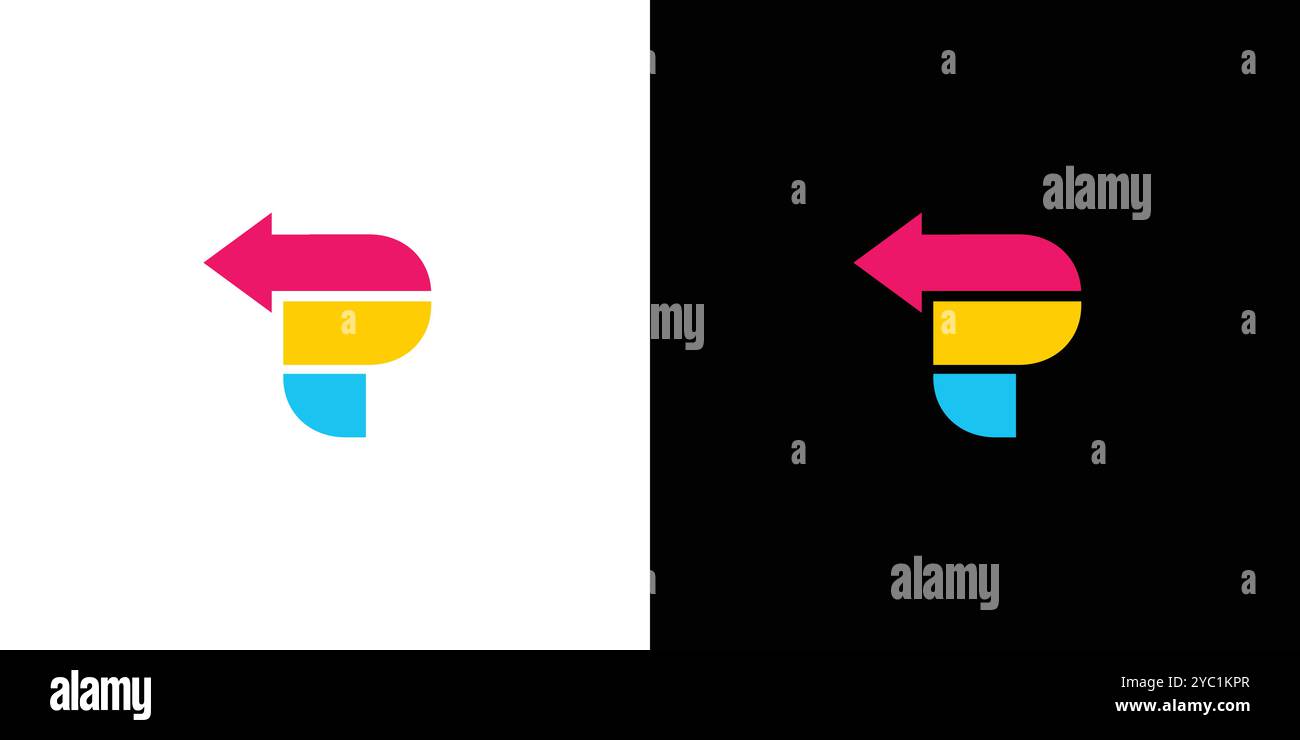 Design de logo lettre P Arrow initiales coloré et moderne Illustration de Vecteur