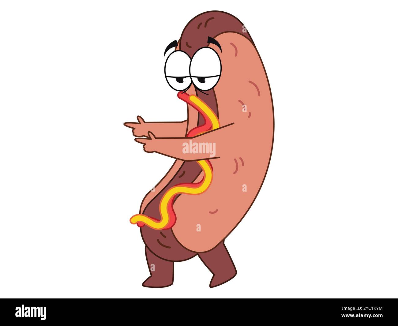 Hotdog food cuisine mascotte visage expressif caractère coloré rapide et indésirable mains gestuel jeu d'icônes de conception de gestes Illustration de Vecteur