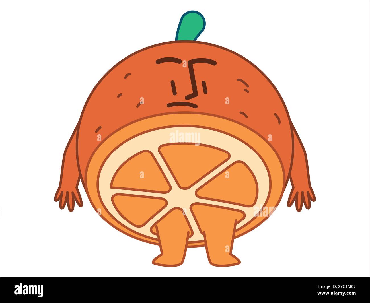 Orange caractère fruit enfants enfants dessin animé expression émotion ensemble d'icônes colorées de conception d'art Illustration de Vecteur