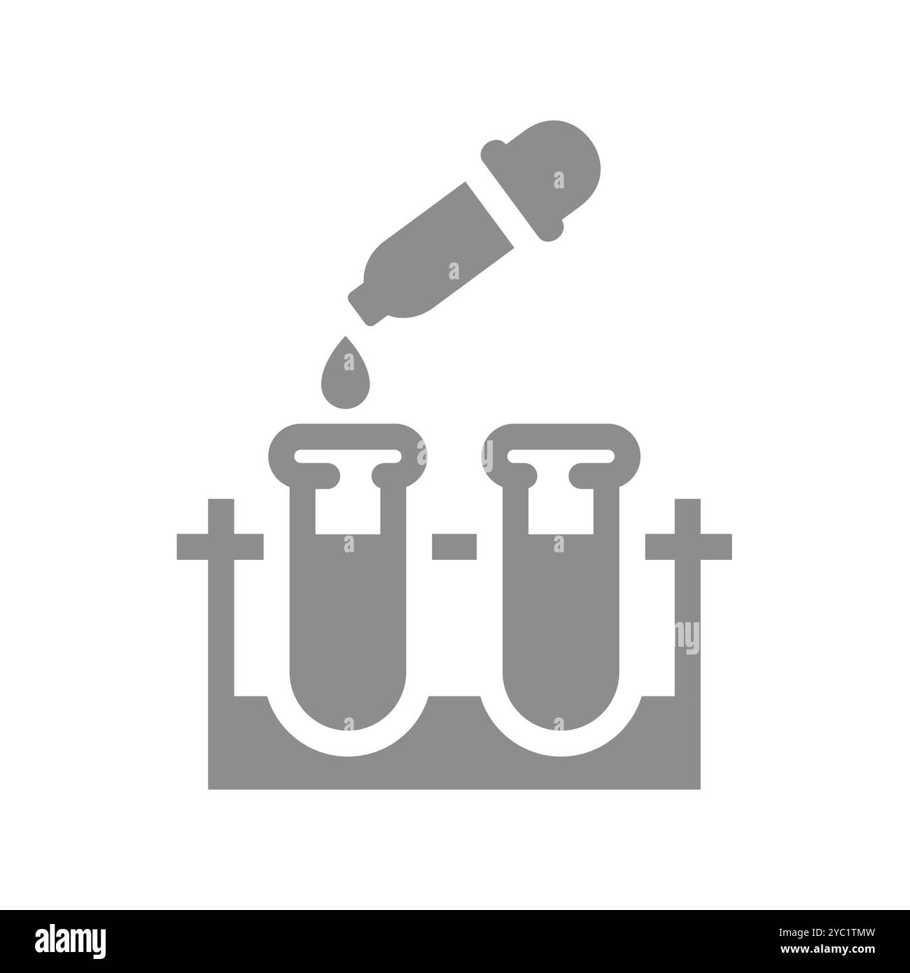 Icône de vecteur de recherche scientifique et d'expérience. Jeu de tubes à essai avec symbole de pipette. Illustration de Vecteur