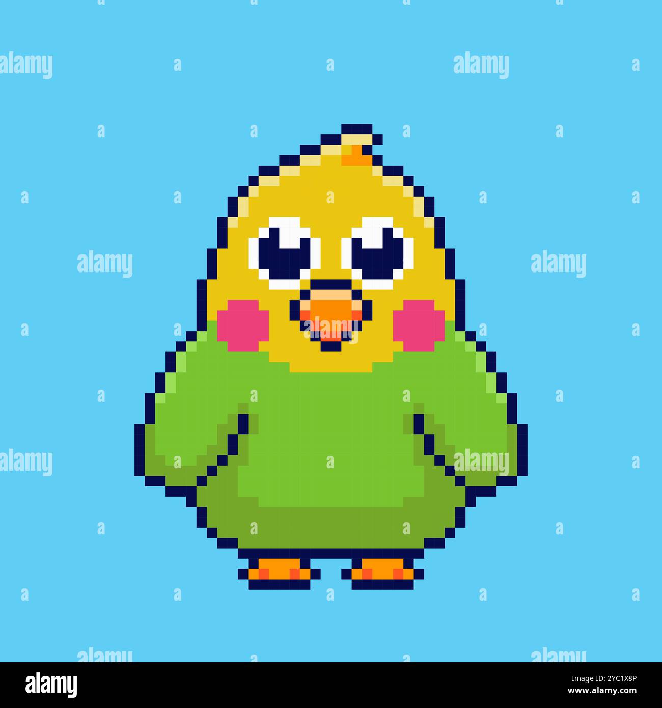 Design d'actif de jeu de perruche mignon Pixel art Illustration de Vecteur