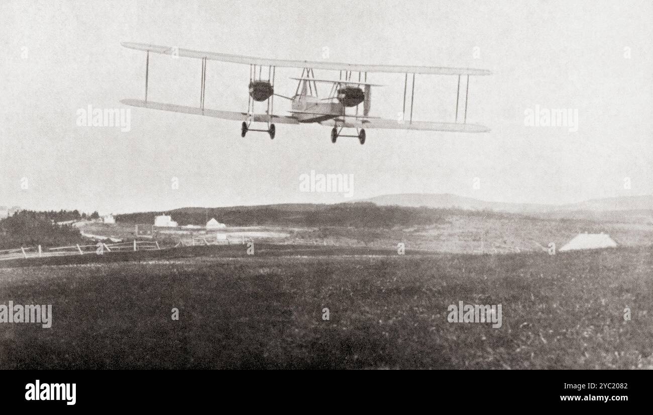 L'avion transatlantique Vickers Vimy quitte Terre-Neuve le 1919 juin pour la première traversée sans escale de l'océan Atlantique. Tiré de Wings of War, publié en 1942. Banque D'Images