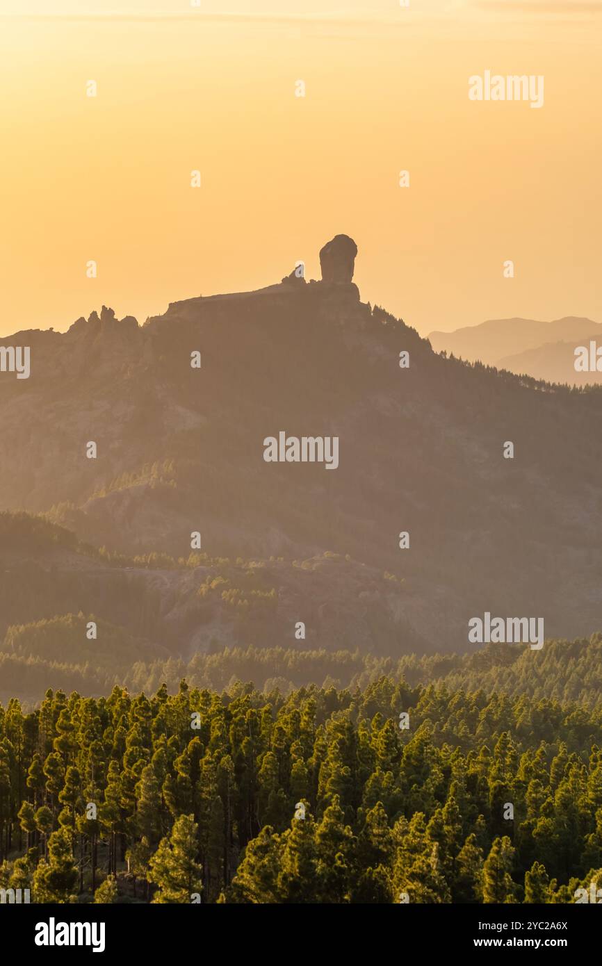 Paysage de l'île de Gran canaria au coucher du soleil, îles Canaries, Espagne Banque D'Images