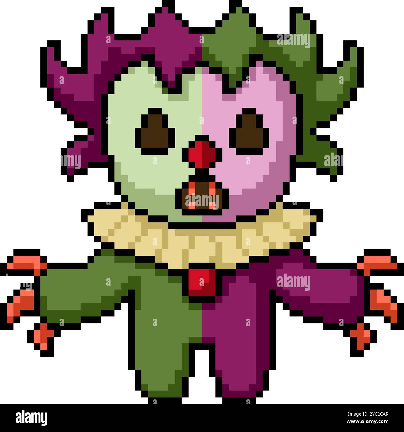 pixel art de clown d'horreur effrayant fond isolé Illustration de Vecteur