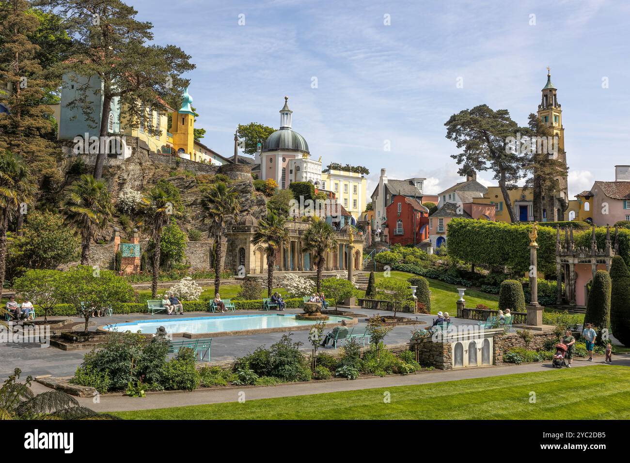 Village de Portmeirion à Gwynedd, dans le nord du pays de Galles, où la série télévisée des années 1960 le prisonnier a été abattu Banque D'Images