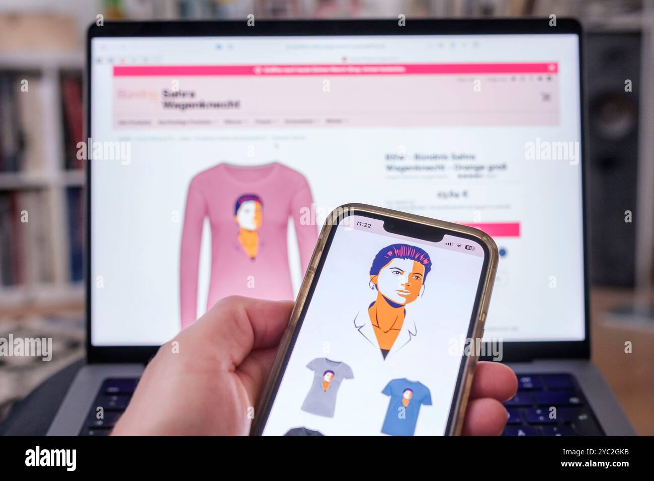 Culte de la personnalité autour de Sahra Wagenknecht dans sa boutique en ligne Banque D'Images