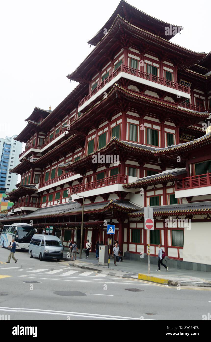 Belle vue de Buddha Tooth Relic Temple à Singapour Banque D'Images