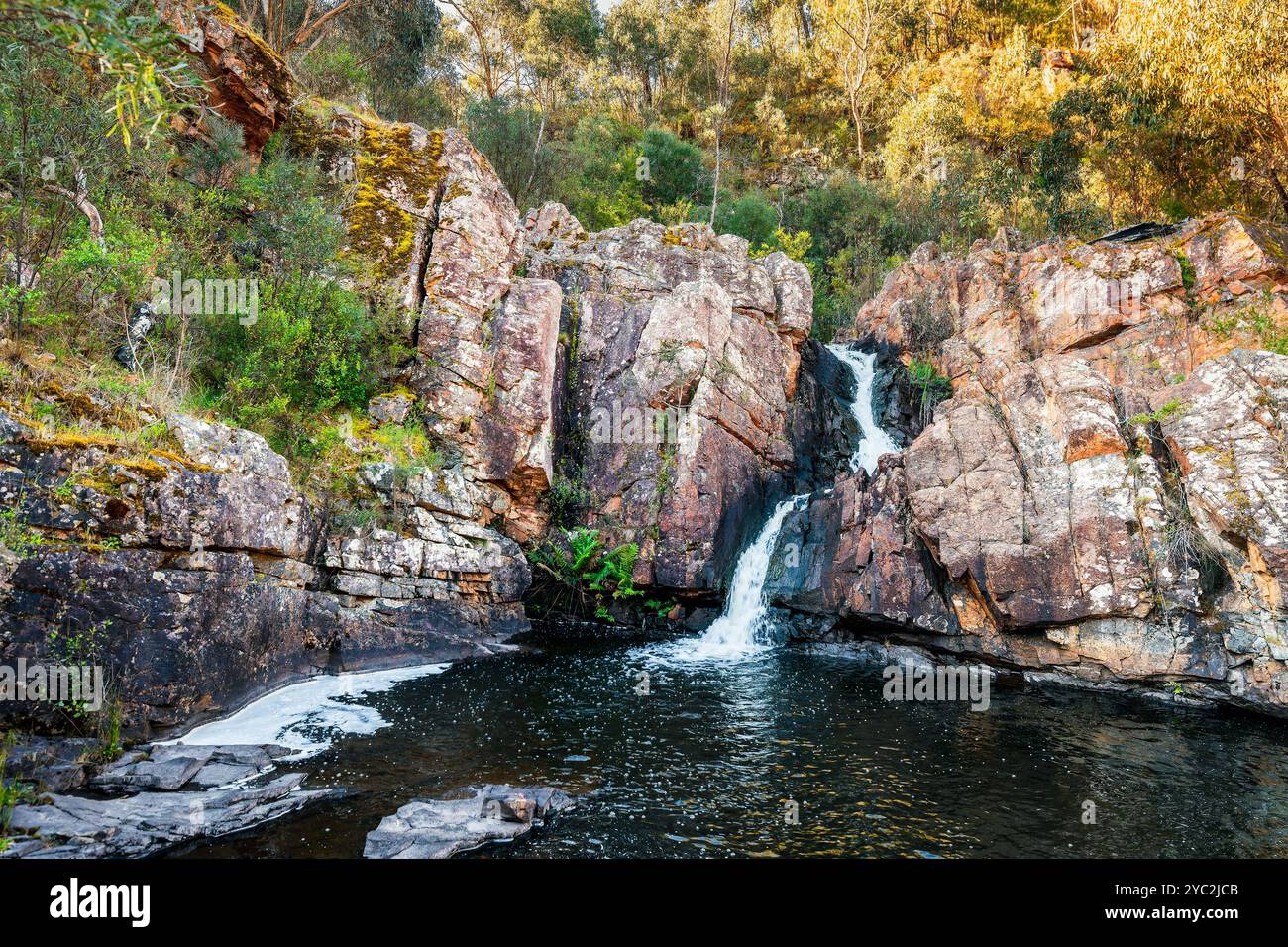 Mackenzie Waterfall première cascade à Grampians un jour, River gorge, Victoria, Australie. Banque D'Images