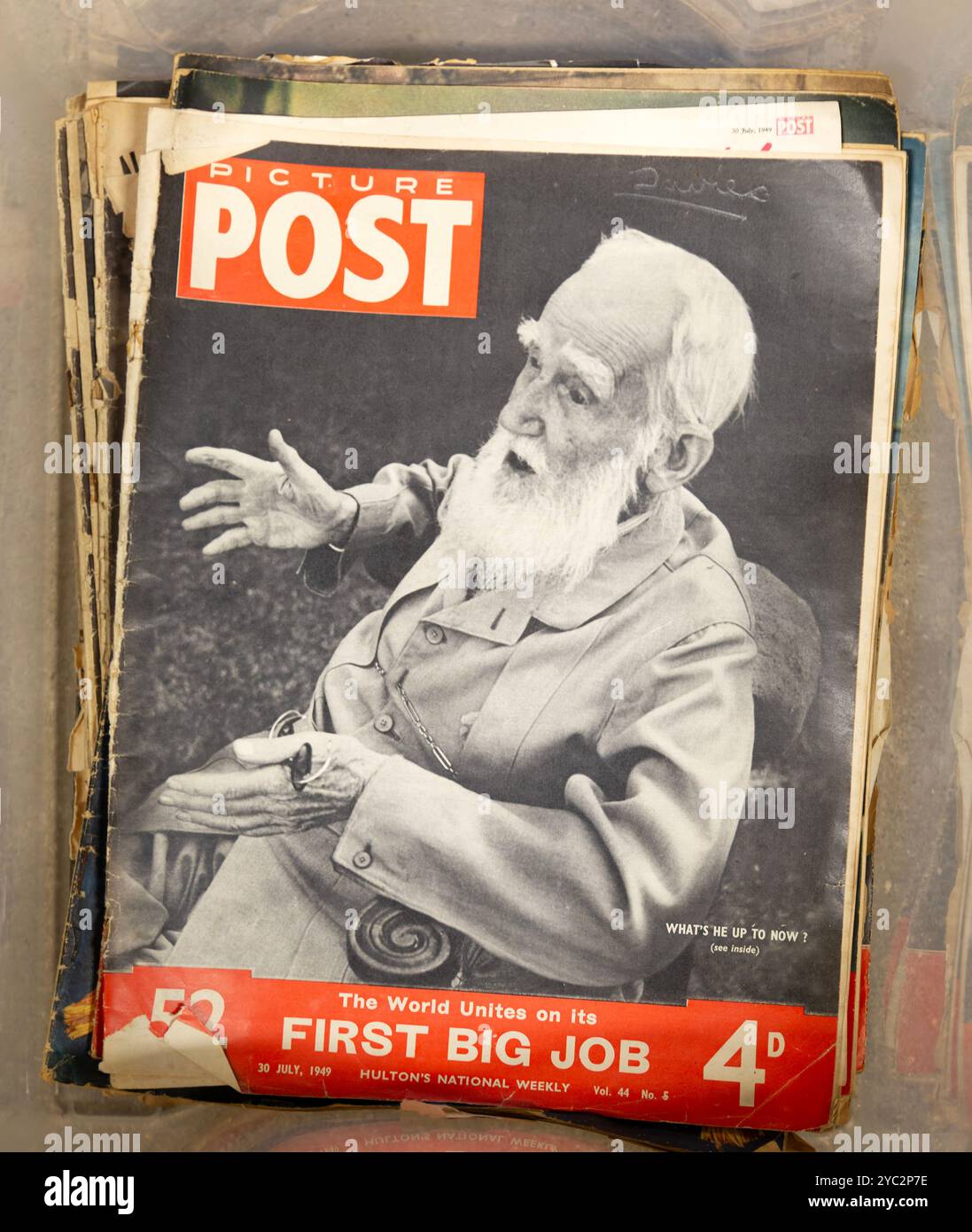 Photo de George Bernard Shaw (1856-1950) sur la couverture du magazine Picture Post édition 52, 30 juillet 1949, Royaume-Uni Banque D'Images