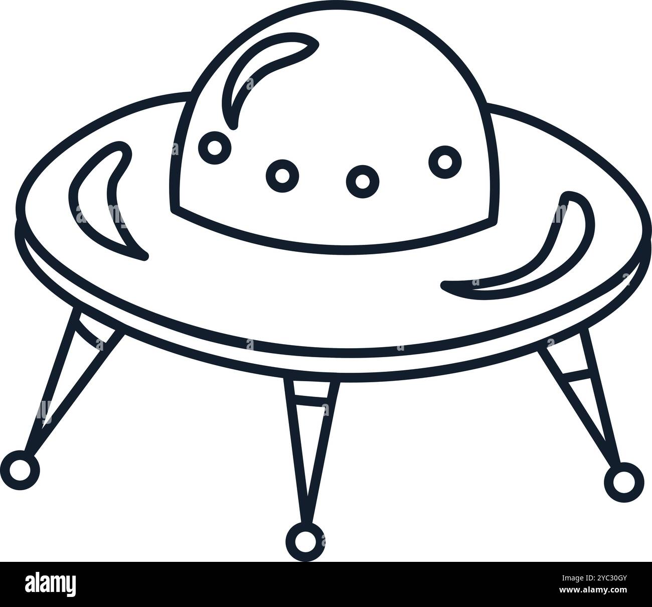 Illustration vectorielle de l'OVNI dans le style linéaire. Science, découverte et symbole spatial. Astronomie et élément cosmos. L'icône est parfaite pour la conception Web Illustration de Vecteur