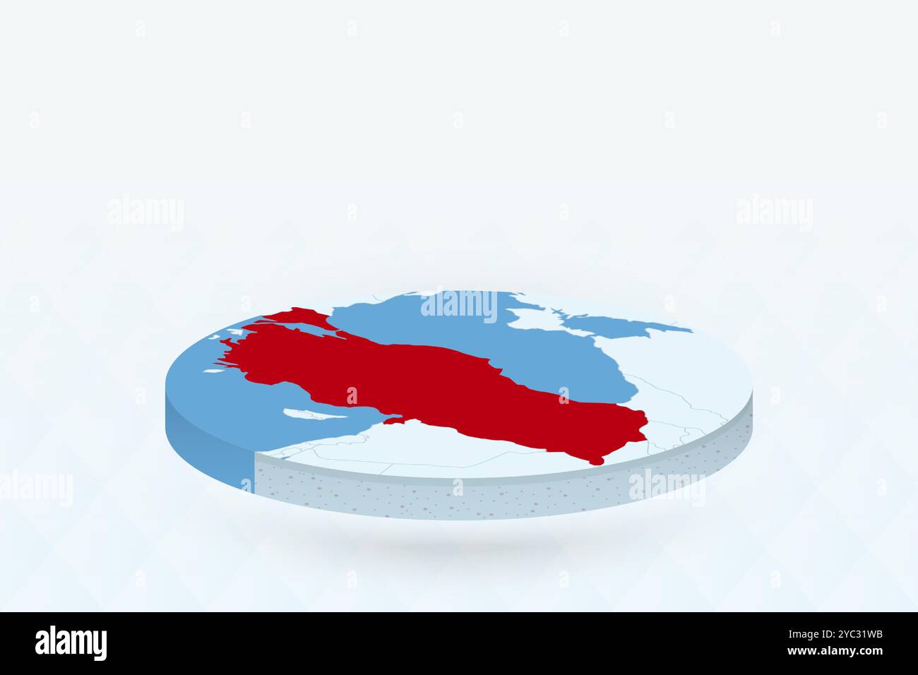 Carte isométrique 3D mettant en évidence la Turquie en rouge. Illustration vectorielle. Illustration de Vecteur