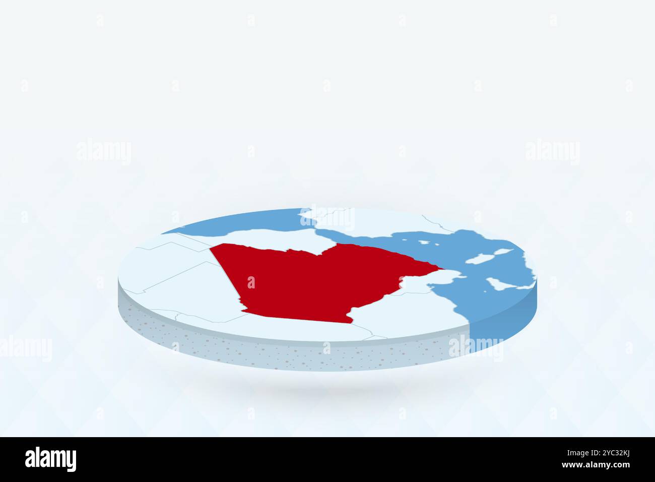 Carte isométrique 3D mettant en évidence l'Algérie en rouge. Illustration vectorielle. Illustration de Vecteur