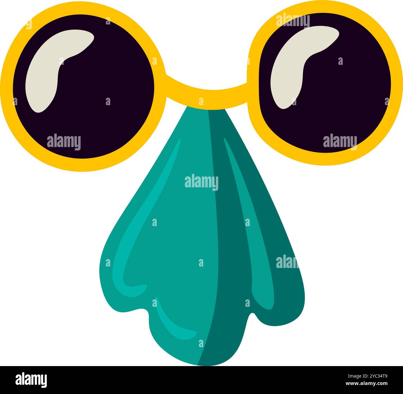 Une illustration vectorielle vibrante de lunettes de fête avec plaquette de nez dans un style de dessin animé joyeux. Un festival de musique animé ou une célébration avec une atmosphère joyeuse. M Illustration de Vecteur