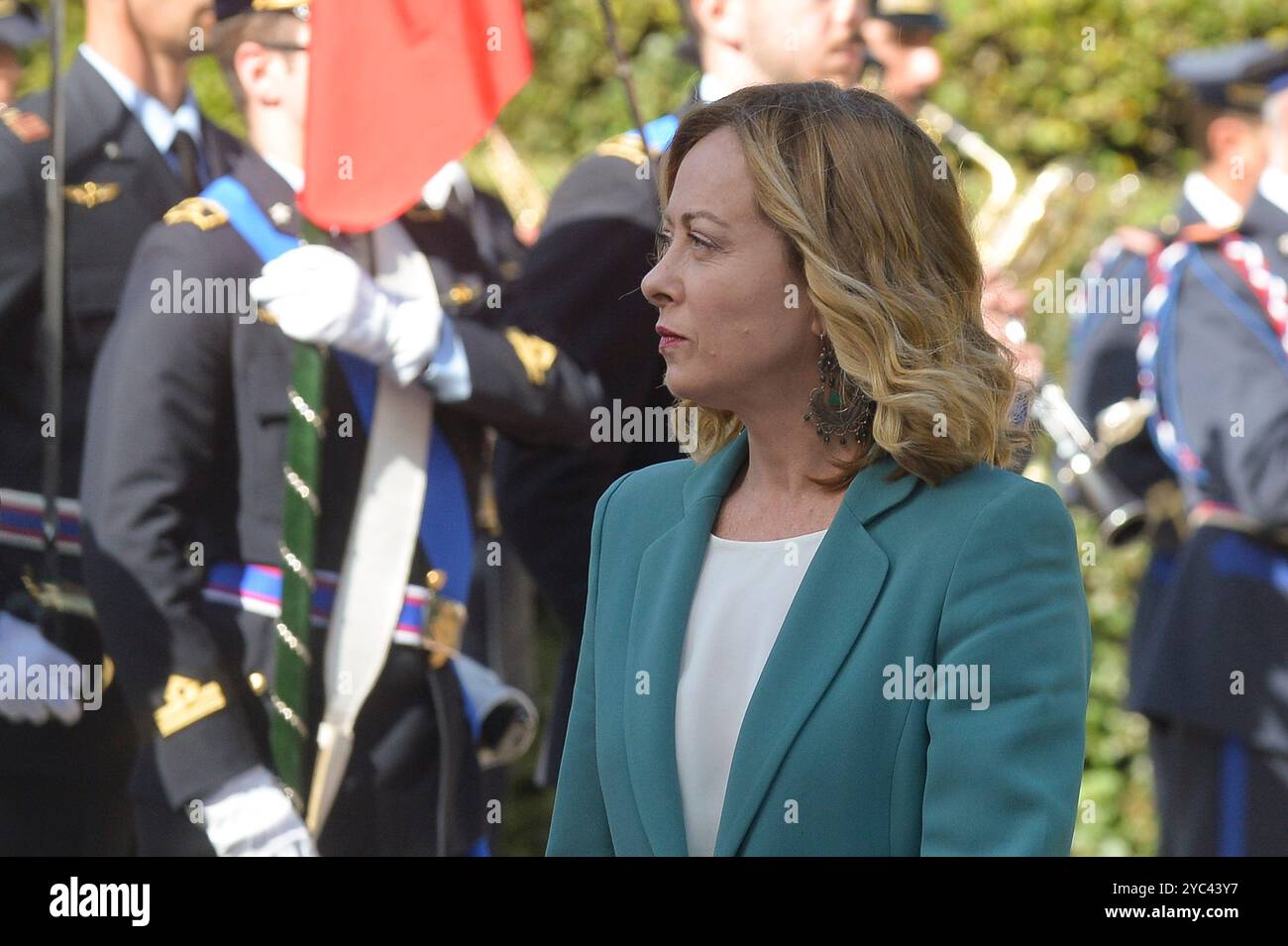 Italie, Rome, 21 octobre 2024 : Villa Pamphili, rencontre entre le premier ministre Giorgia Meloni et l'émir du Qatar, sur la photo Giorgia Meloni photo © Stefano Carofei/Sintesi/Alamy Live News Banque D'Images