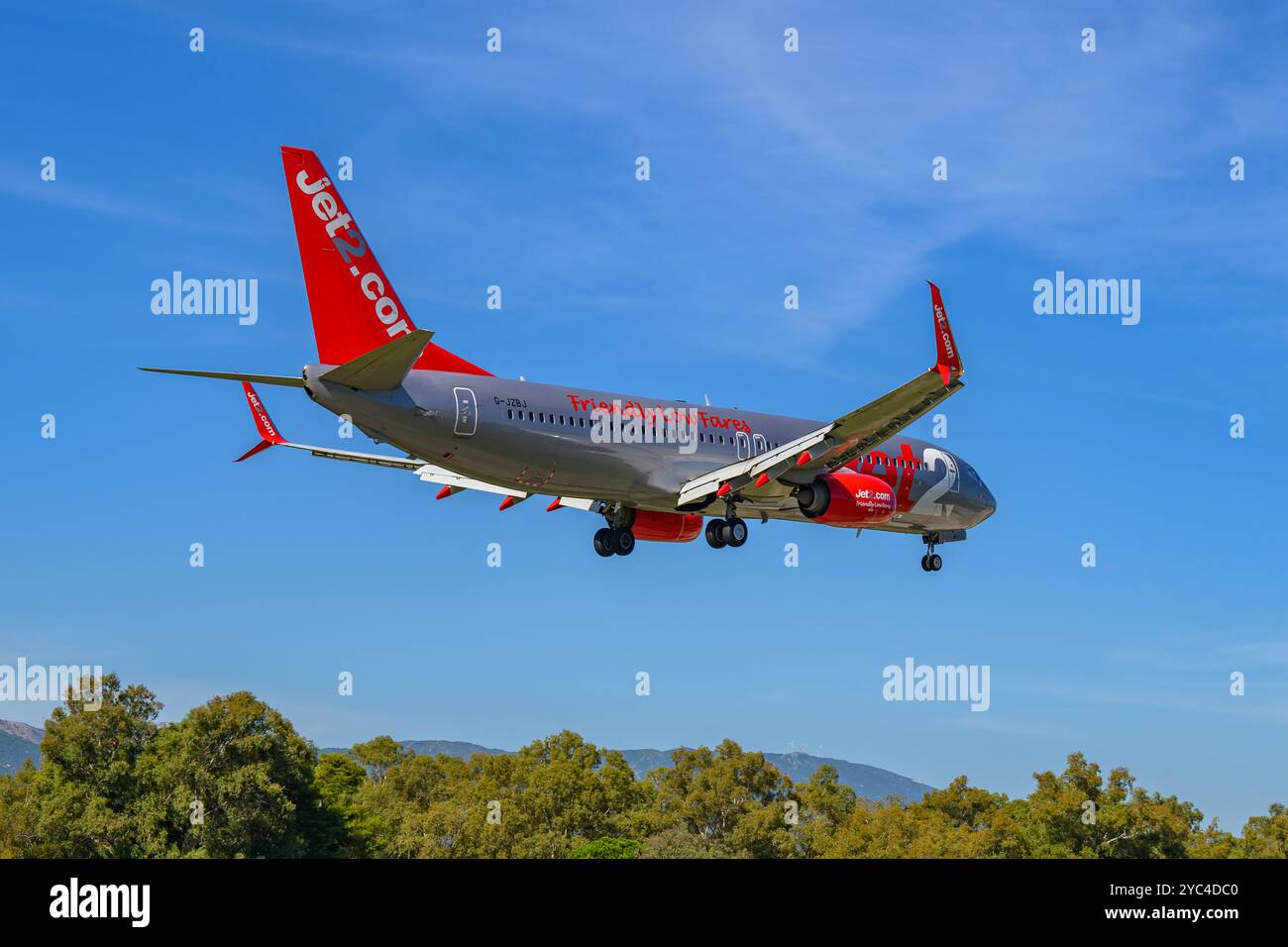 Aéroport de Zante, Zakinthos, Grèce, le 14 octobre 2024. Jet2 Airlines Boeing 737 arrivée Banque D'Images