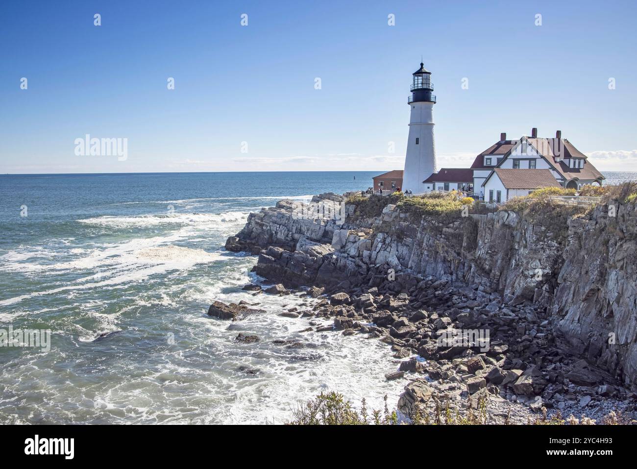 le phare de portland head et le fort williams park à cape elizabeth sur la côte du maine usa Banque D'Images