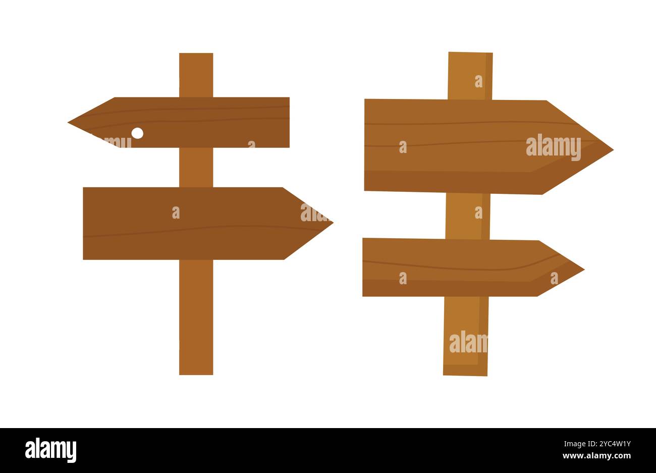 Ensemble d'illustrations de flèches de pointage simples en bois. Style plat simple. Illustration de Vecteur