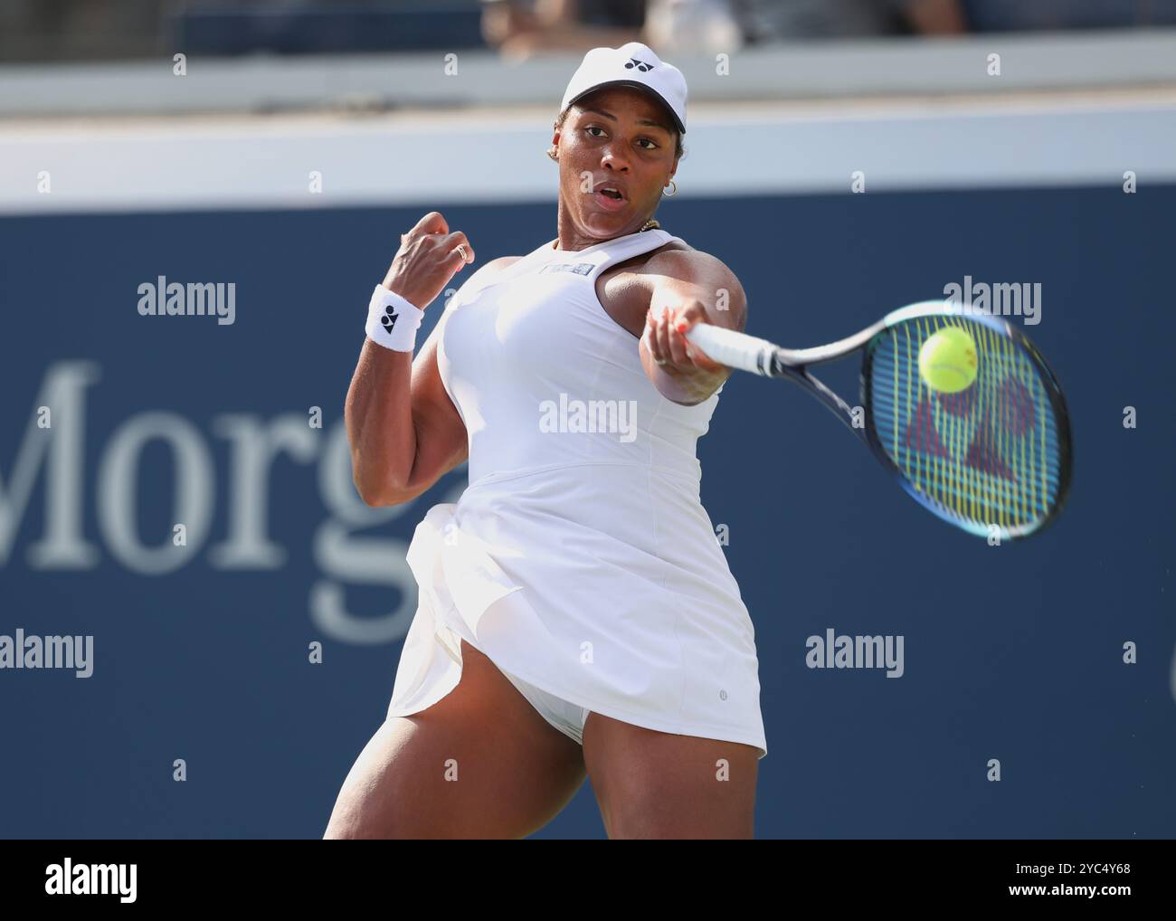 Joueur de tennis Taylor Townsend en action aux US Open 2024 Championships, Billie Jean King Tennis Center, Queens, New York, États-Unis. Banque D'Images